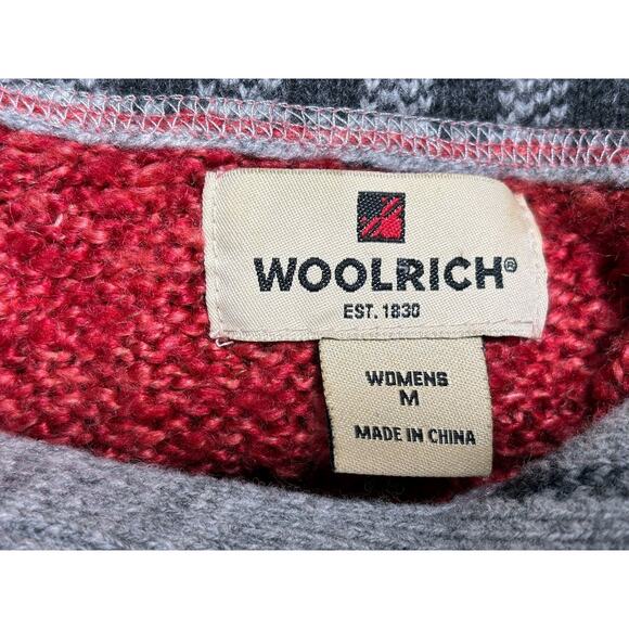 Woolrich Sweater Womens Medium Red Ruby Half Zip Mock Neck Ramie Blend Knit - Picture 3 of 7